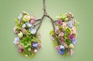 Des poumons formés par des plantes et des fleurs